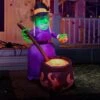 Halloween Large Witch With Cauldron Inflatable (6 Ft)