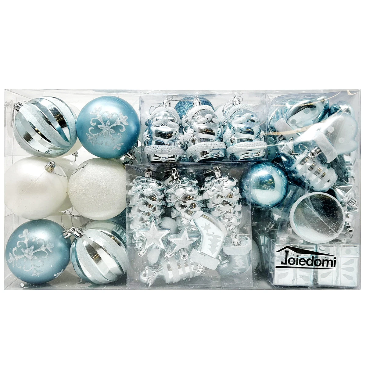 81 Pcs Assorted Shape Christmas Ornaments (Babyblue And White)