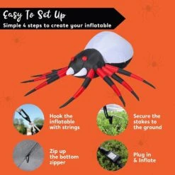Joiedomi 12ft Long LEDs Halloween Inflatable Spider -Halloween Decorations Store 12ftLongLEDsHalloweenInflatableSpider 3