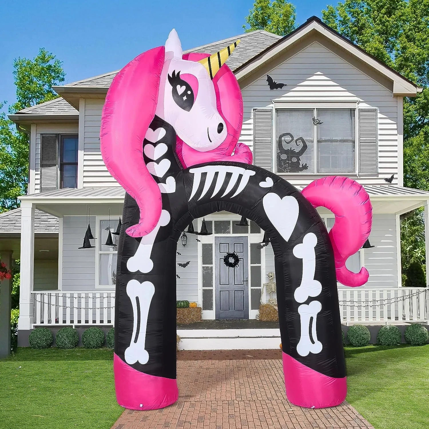 Joeidomi 12ft Rainbow Skeleton Unicorn Arch LED Halloween Inflatable - Image 4