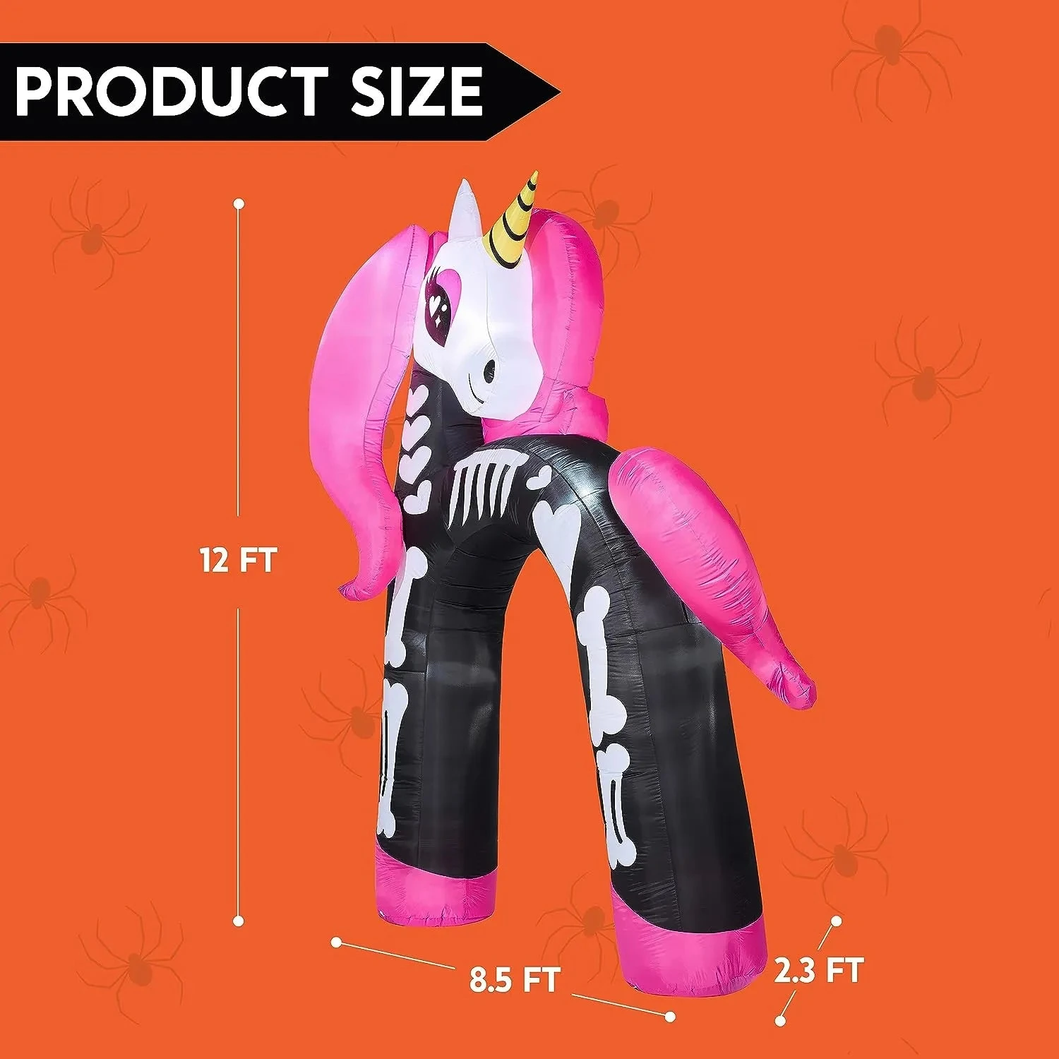 Joeidomi 12ft Rainbow Skeleton Unicorn Arch LED Halloween Inflatable - Image 5