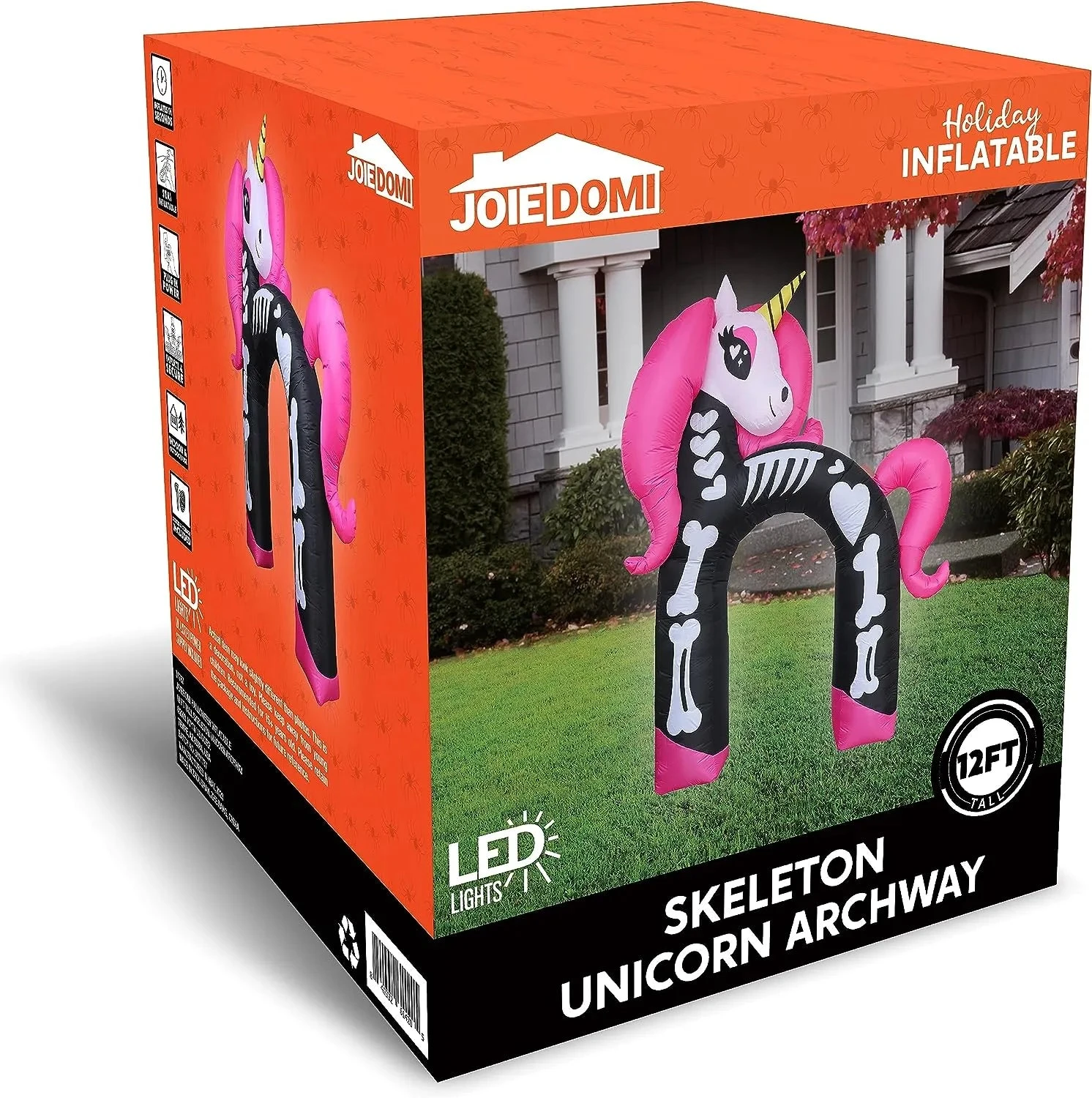 Joeidomi 12ft Rainbow Skeleton Unicorn Arch LED Halloween Inflatable - Image 8