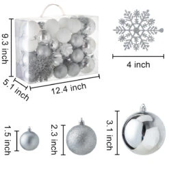 50 Pcs Christmas Ornaments Silver & White -Halloween Decorations Store 2 2 4
