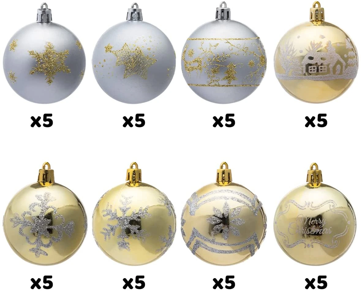 Christmas Ornaments Ball (Gold & Silver), 40 Pcs - Image 2