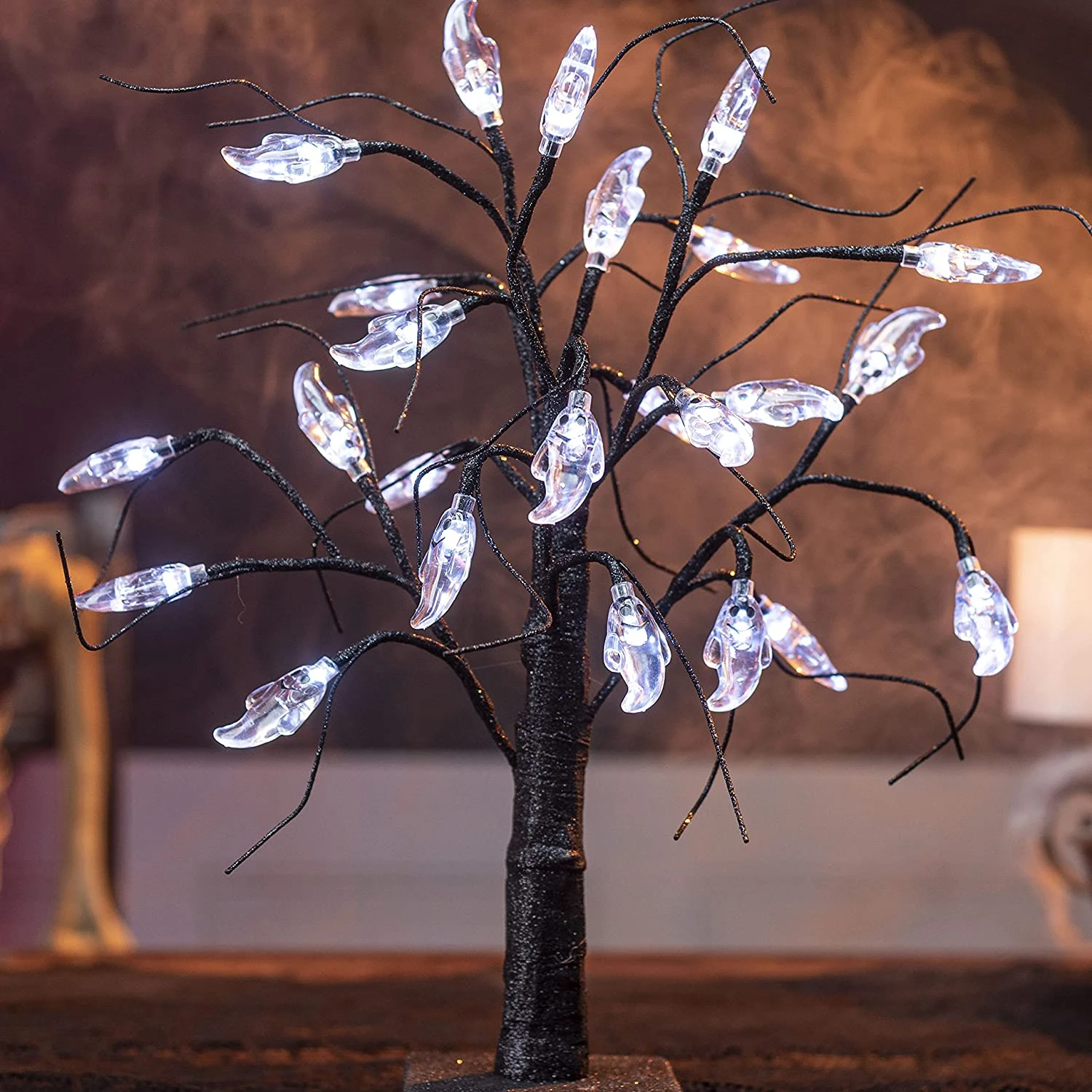 1.5ft LED Glitter Tree - White Ghost - Image 8