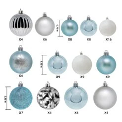 110 Pcs Blue, White, And Silver Christmas Ornaments 11 110 Pcs Blue, White, And Silver Christmas Ornaments -Halloween Decorations Store 30263 1