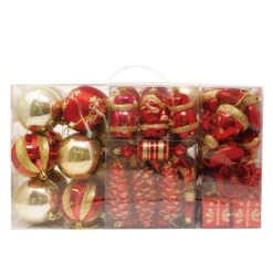 81 Pcs Red & Gold Christmas Ball Ornaments Set