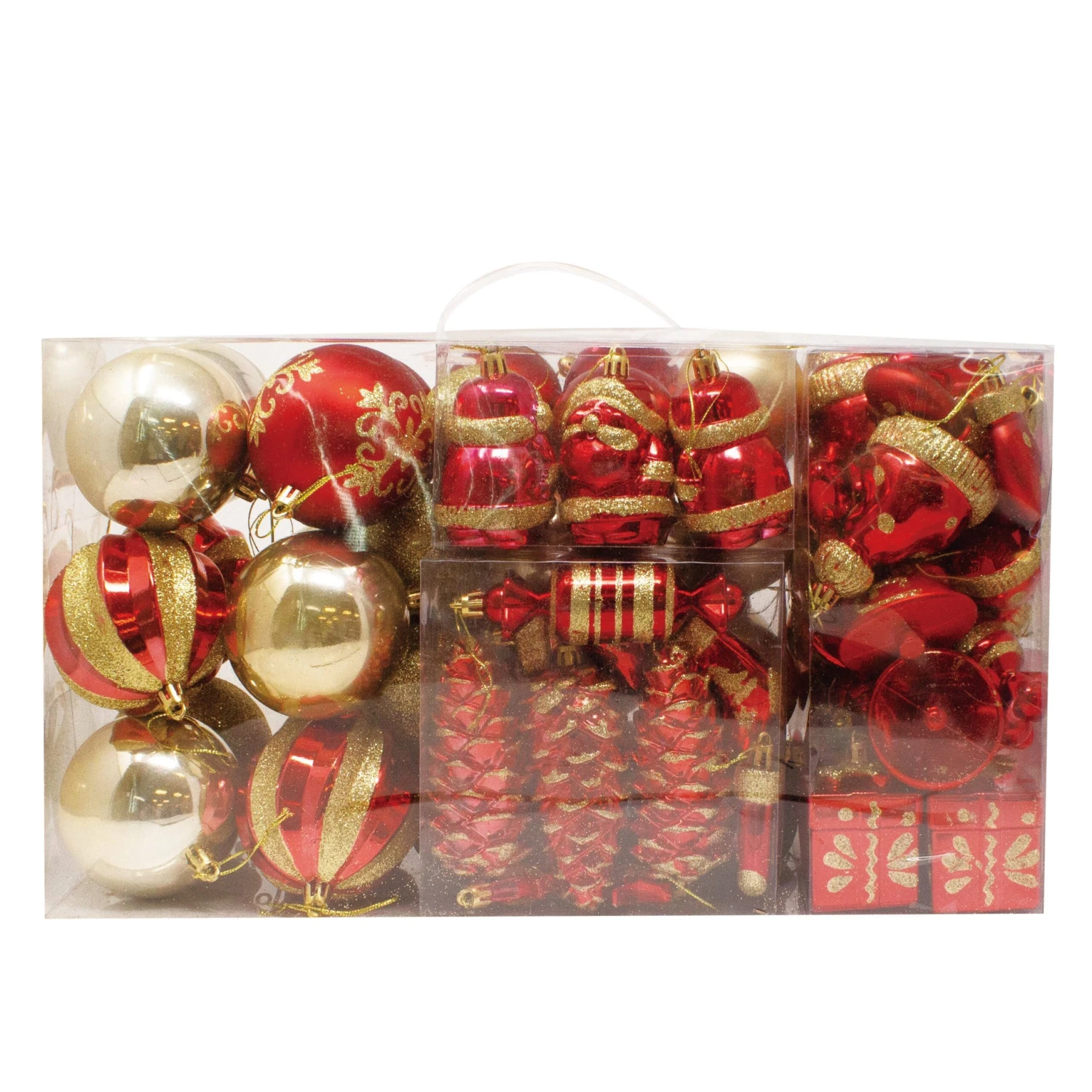 81 Pcs Red & Gold Christmas Ball Ornaments Set 3 81 Pcs Red & Gold Christmas Ball Ornaments Set