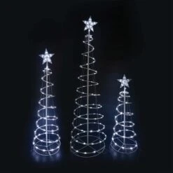 Lighted Spiral Christmas Tree Set LED Cool White - 3 Pcs