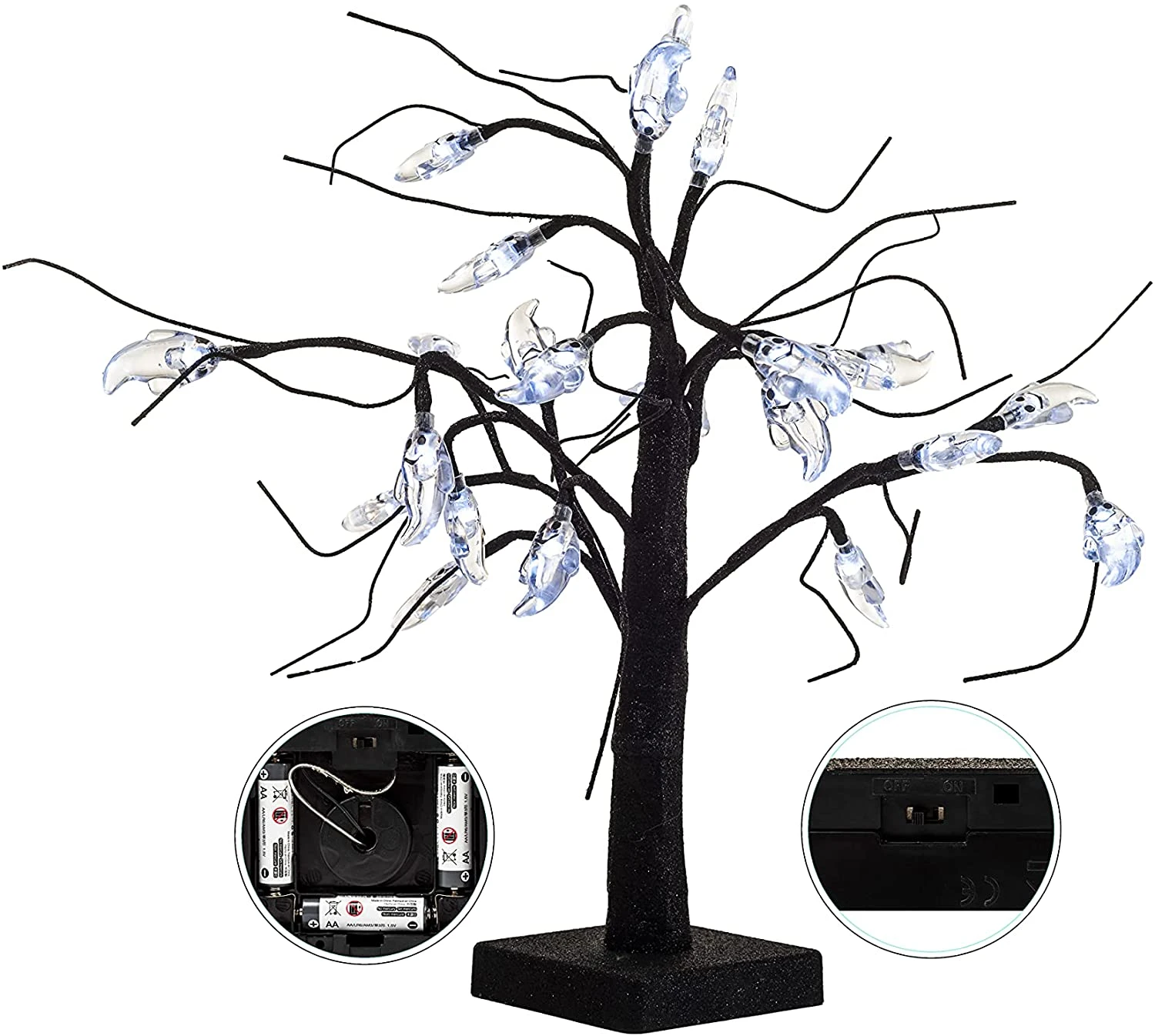 1.5ft LED Glitter Tree - White Ghost - Image 4