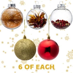 Assorted Christmas Ball Ornaments, 30 Pcs
