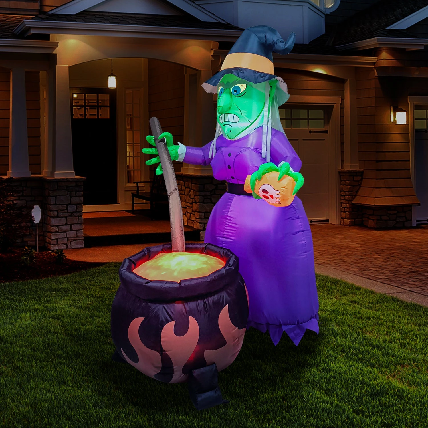 Halloween Large Witch With Cauldron Inflatable (6 Ft) - Image 5