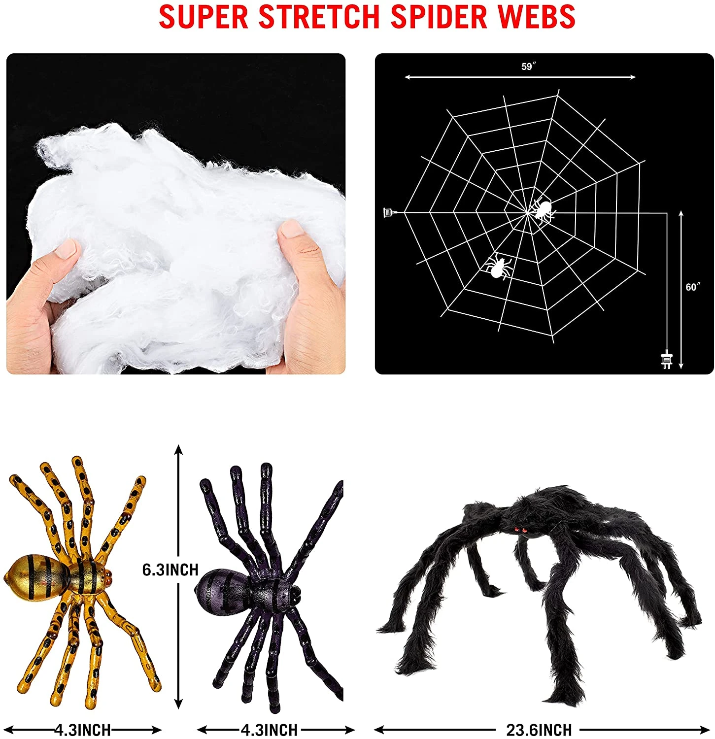 60in Light-up Orange Spider Web - Image 6