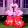 5FT Tall LED Lights Flamingos Couple Valentines Day Holiday Inflatable Decoration