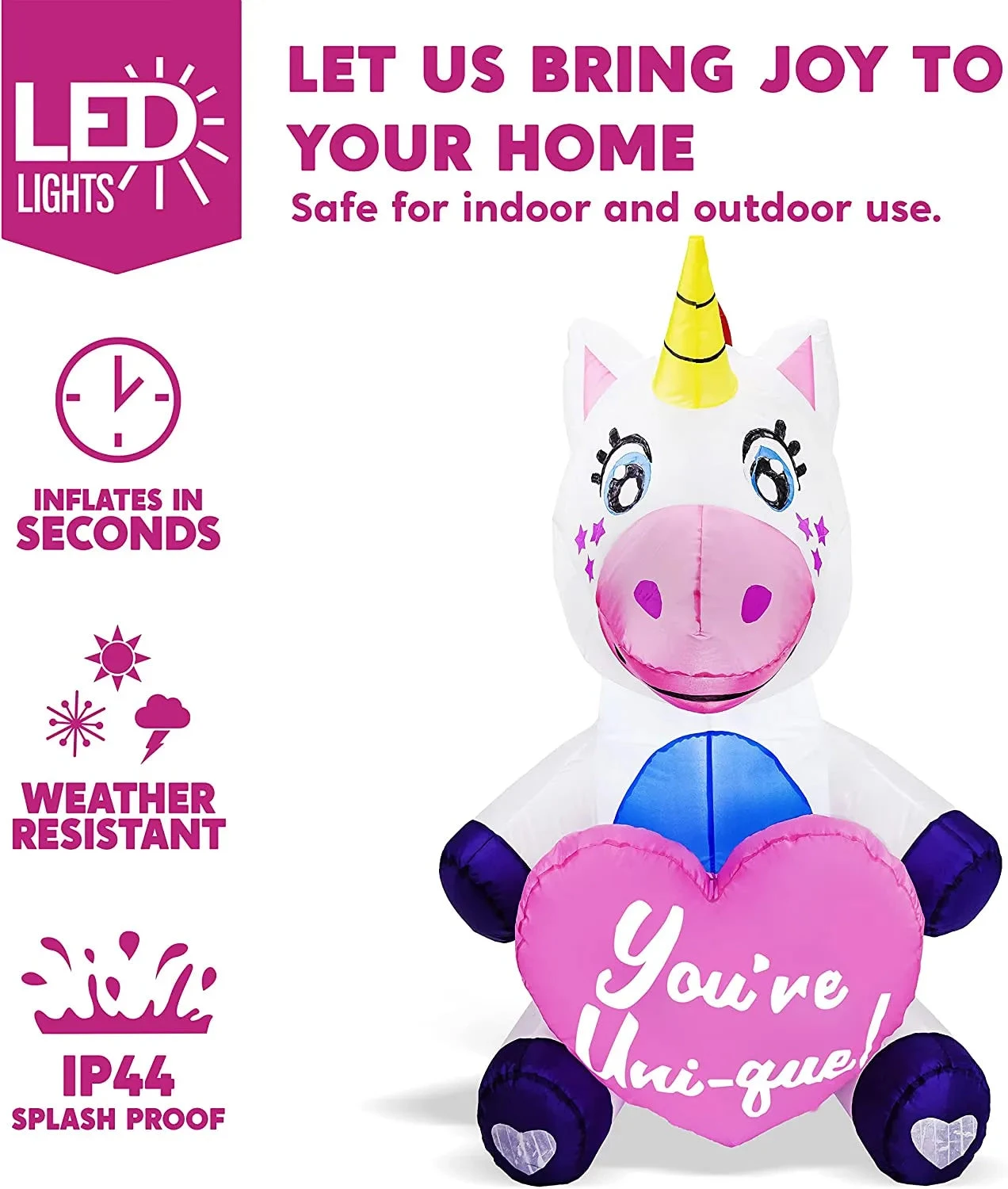 5FT Tall Sitting Inflatable Ride A Unicorn Costume Yard Decoration - Image 3