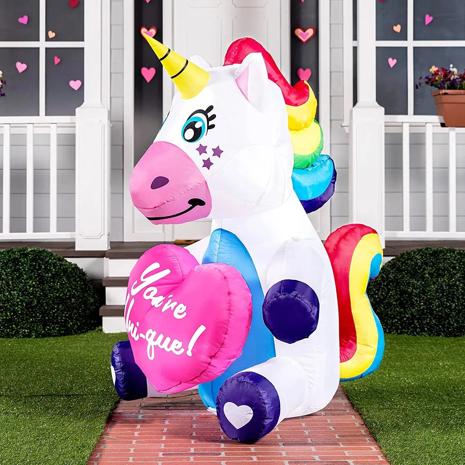5FT Tall Sitting Inflatable Ride A Unicorn Costume Yard Decoration - Image 4