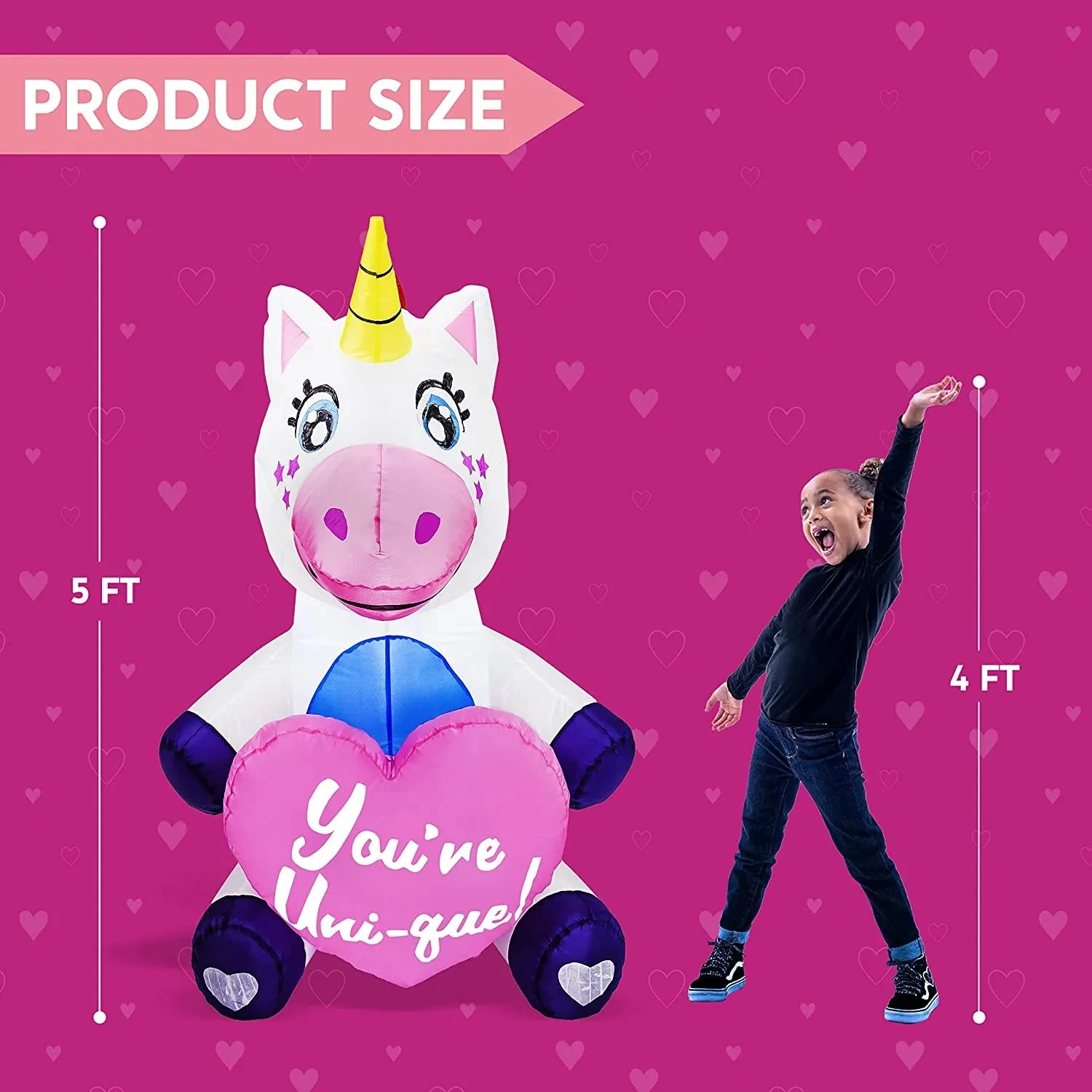 5FT Tall Sitting Inflatable Ride A Unicorn Costume Yard Decoration - Image 5