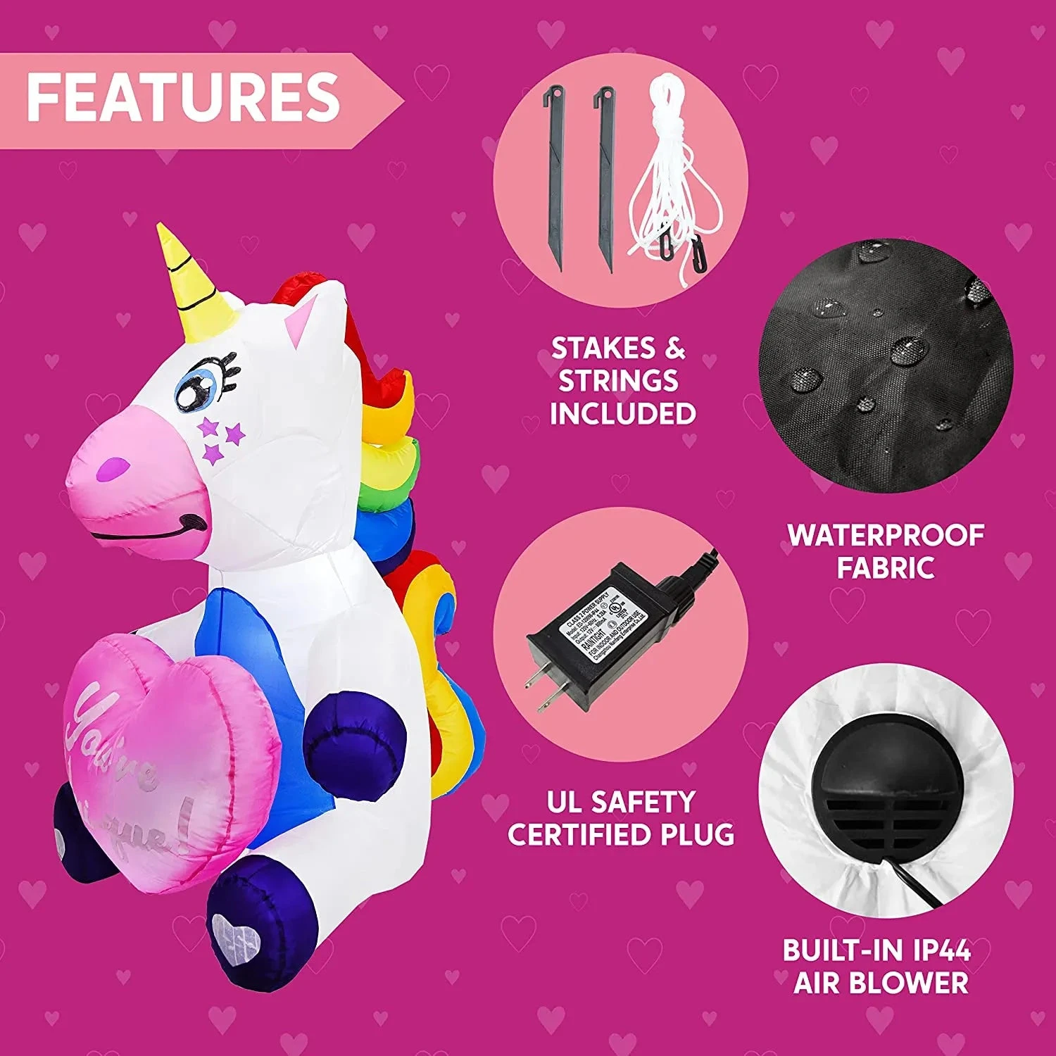 5FT Tall Sitting Inflatable Ride A Unicorn Costume Yard Decoration - Image 6