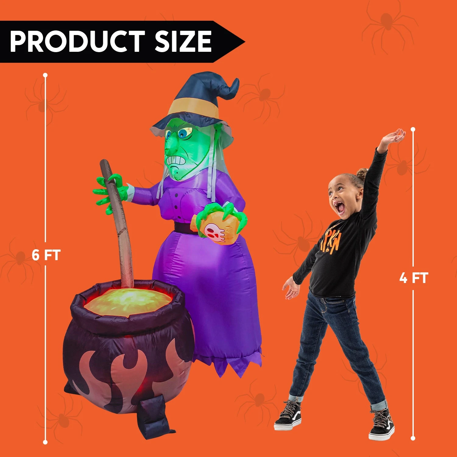 Halloween Large Witch With Cauldron Inflatable (6 Ft) - Image 6