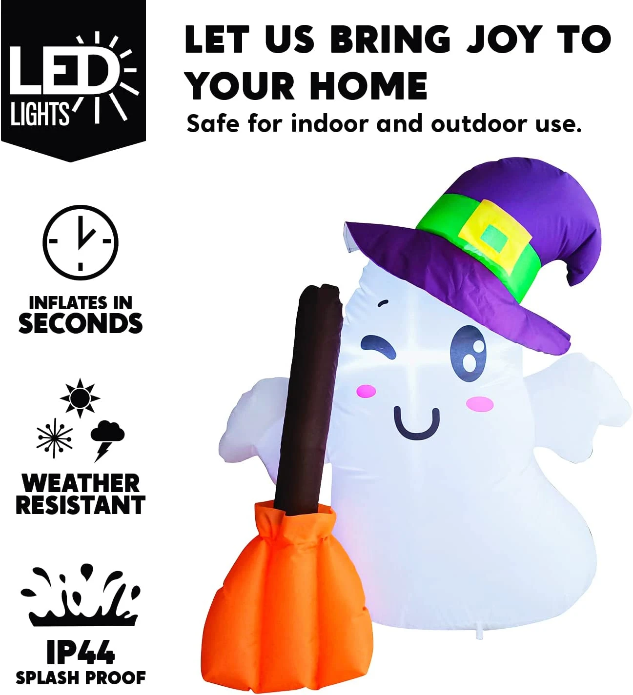 Halloween Wizard Cute Ghost Inflatable With Build-in LEDs - Image 3
