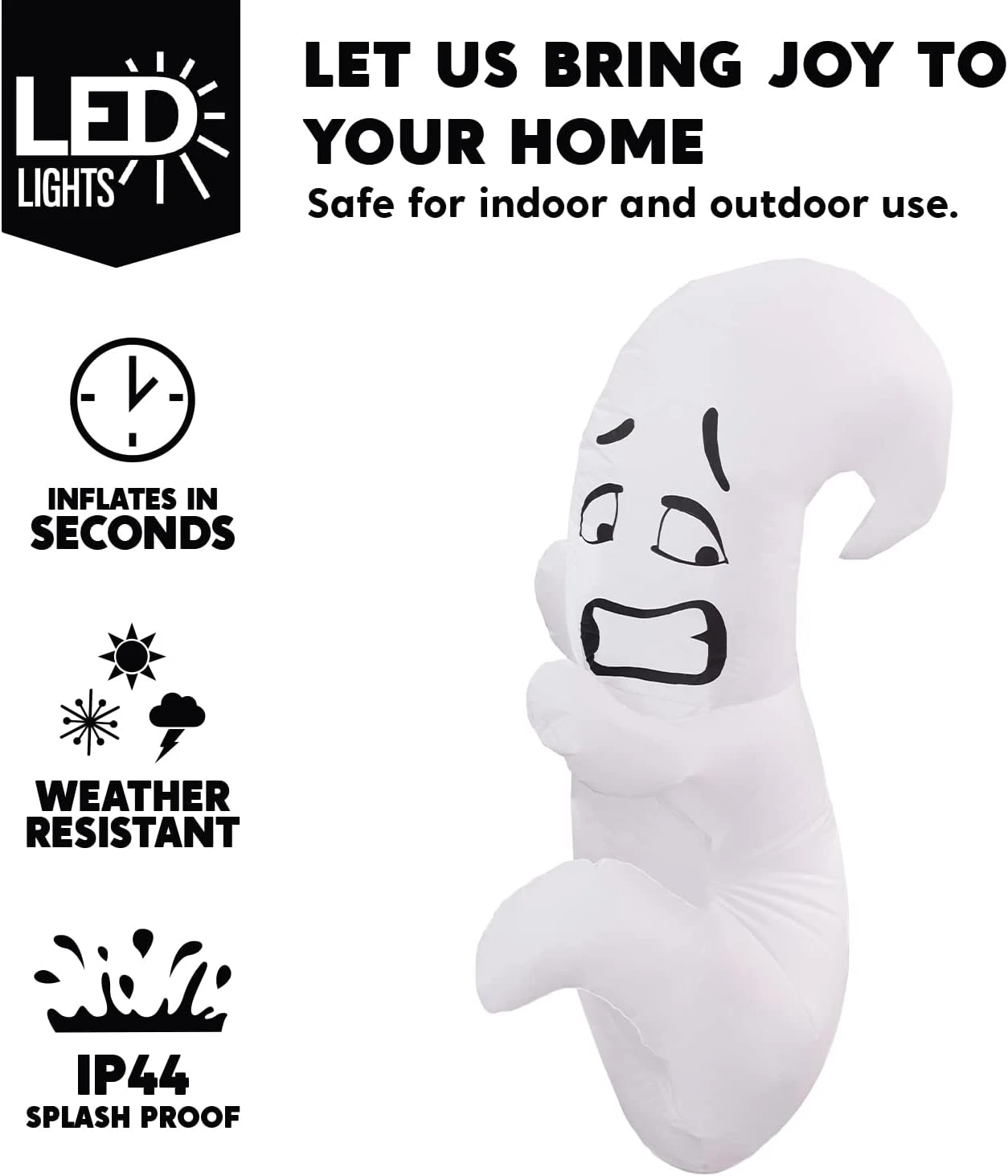 4 Ft Tall Scared Cute Ghost Hugging Tree Halloween Inflatable 5 4 Ft Tall Scared Cute Ghost Hugging Tree Halloween Inflatable - Image 3