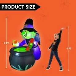 6ft Halloween Inflatable Witch With Cauldron -Halloween Decorations Store 61FmUEFTXnL. AC SL1500