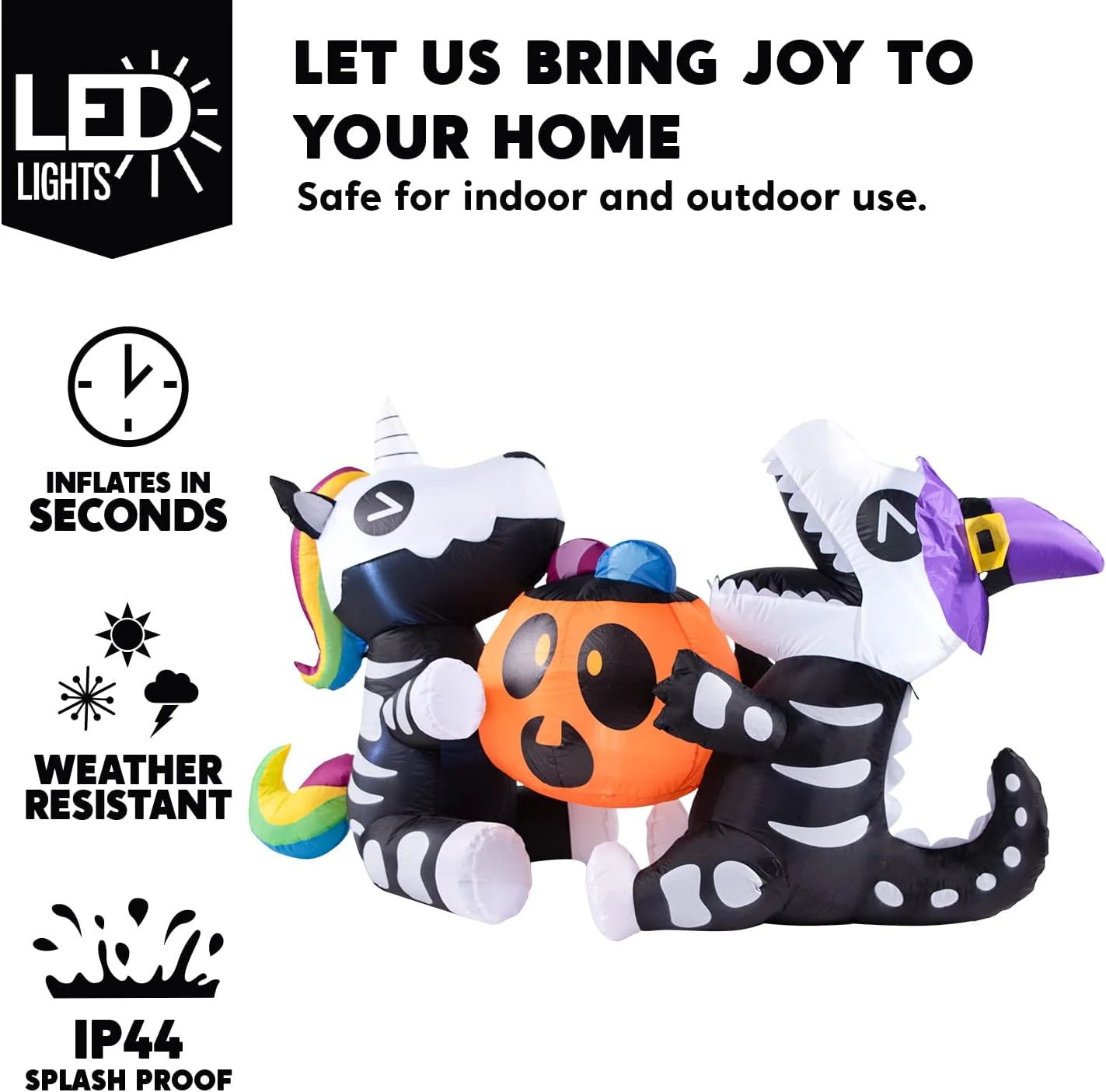 6ft Long Sitting Skeleton Unicorn With Dinosaur Halloween Inflatable - Image 3