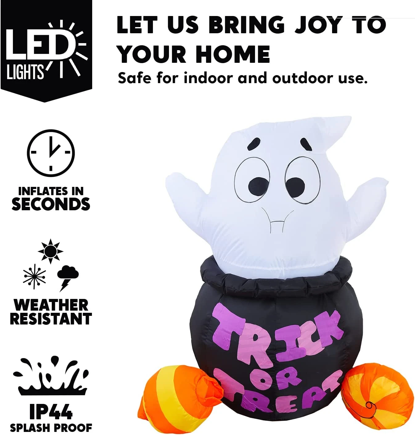 5ft Halloween Inflatable Ghost Stuck In Cauldron - Image 3