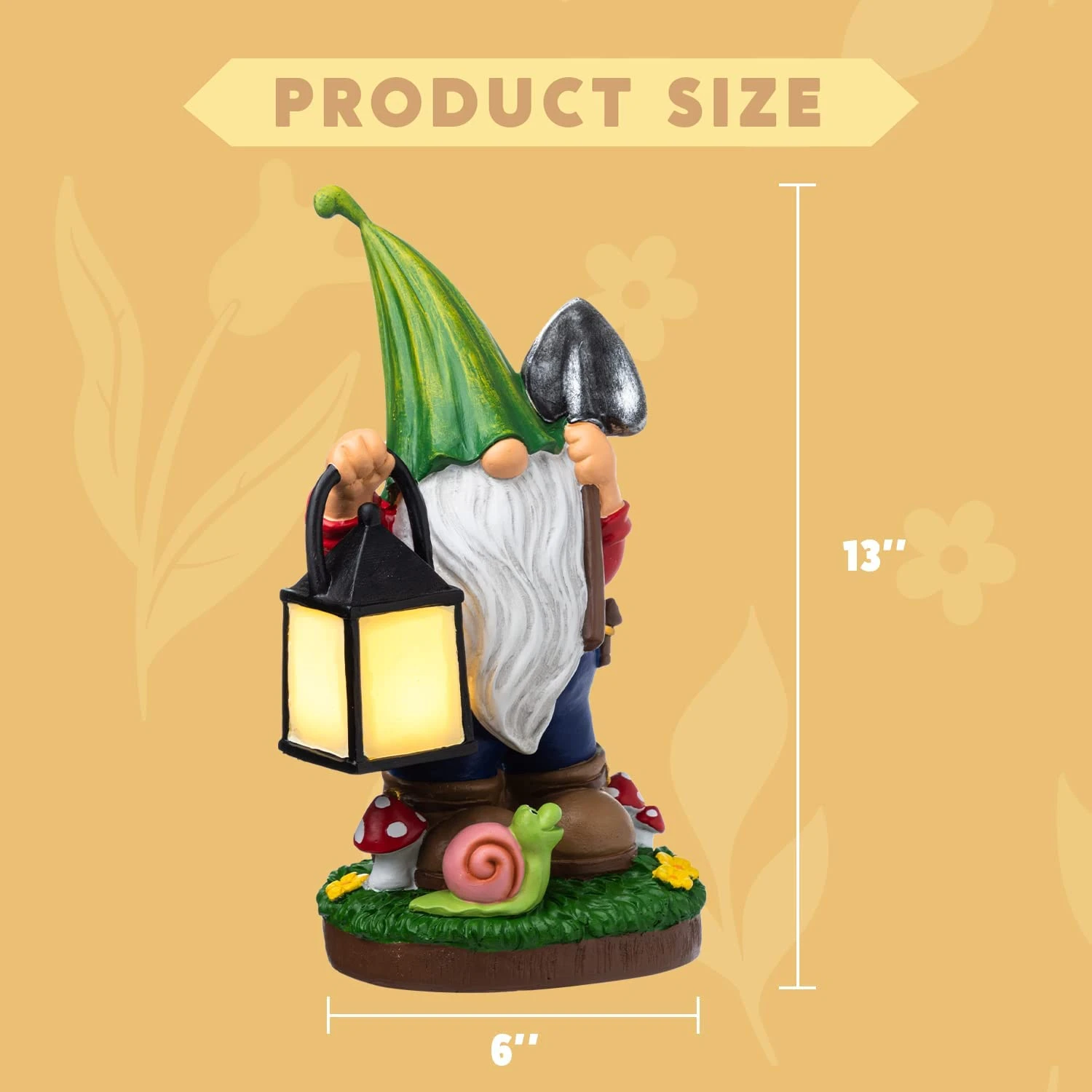Gnome Statue With Solar LED Lights, Hanging Lantern - Image 6