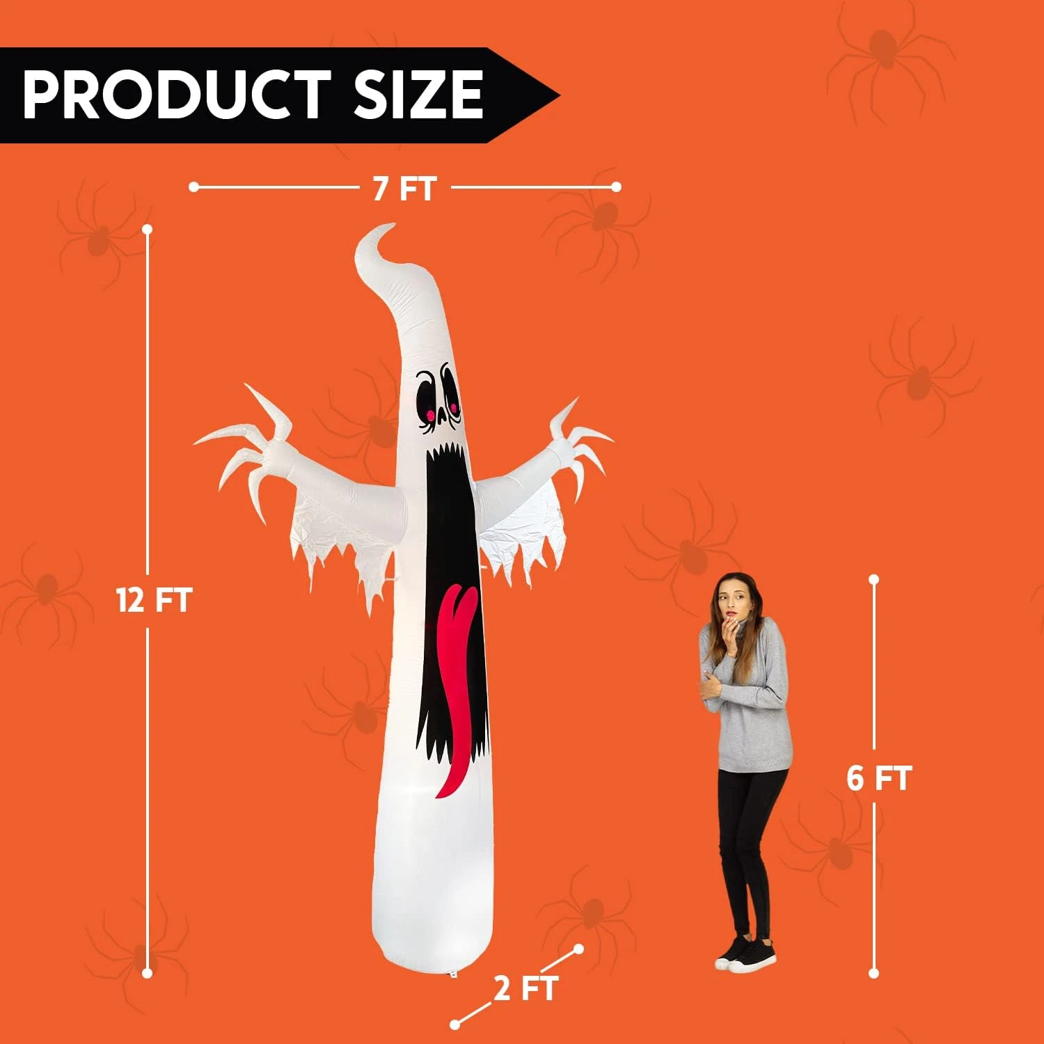 12 Ft Tall Giant Ghost Halloween Inflatable - Image 5
