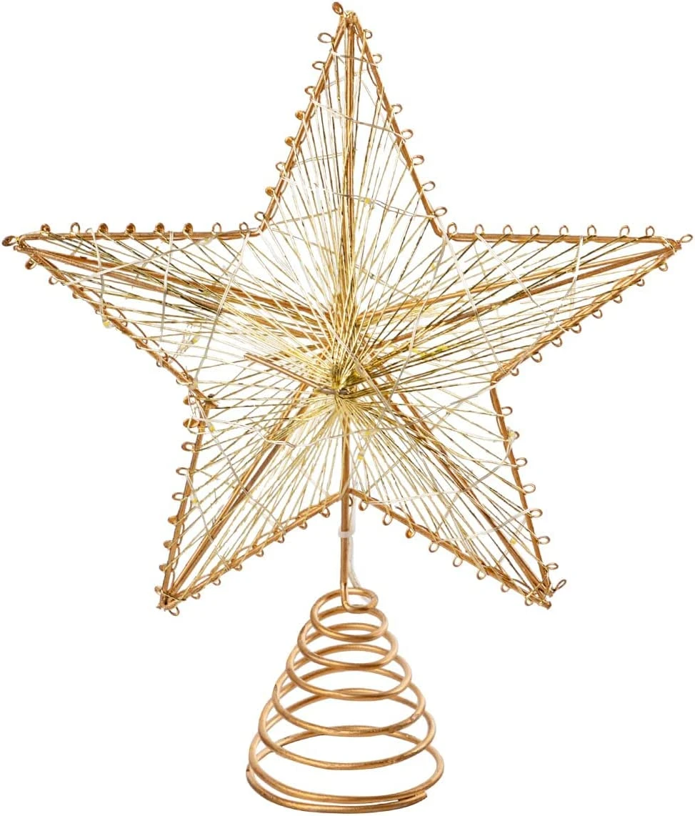 Christmas Tree Toppers, Gold Star Tree Topper Lighted With Warm White LED Lights - Image 9
