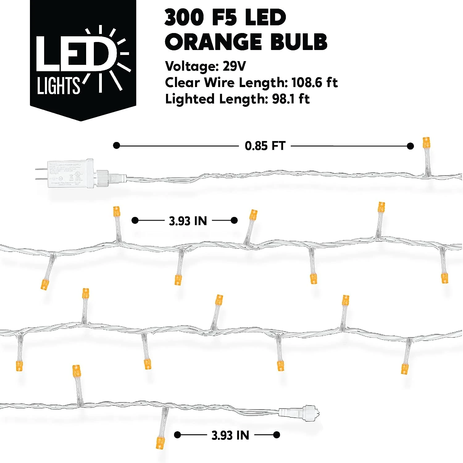 108.6 FT Orange LED String Lights - Image 4