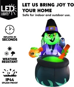 6ft Halloween Inflatable Witch With Cauldron -Halloween Decorations Store 61tF W36rnL. AC SL1500