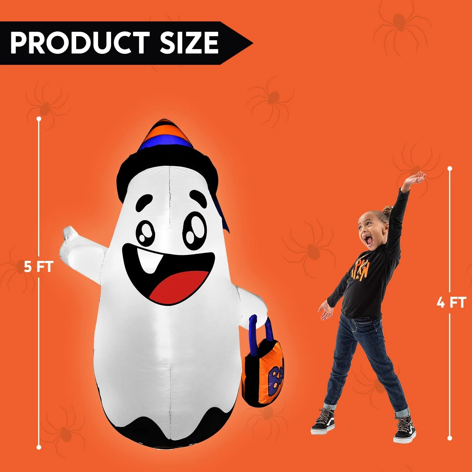 5 FT Halloween Inflatable Cute Wicked Ghost - Image 5
