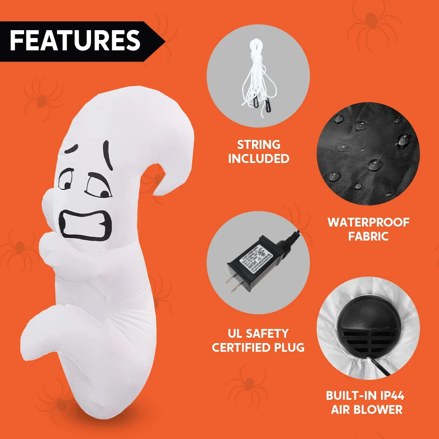 4 Ft Tall Scared Cute Ghost Hugging Tree Halloween Inflatable 8 4 Ft Tall Scared Cute Ghost Hugging Tree Halloween Inflatable - Image 6
