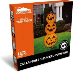 5ft LED Warm Yard Light - Tinsel Stacked Pumpkins -Halloween Decorations Store 7