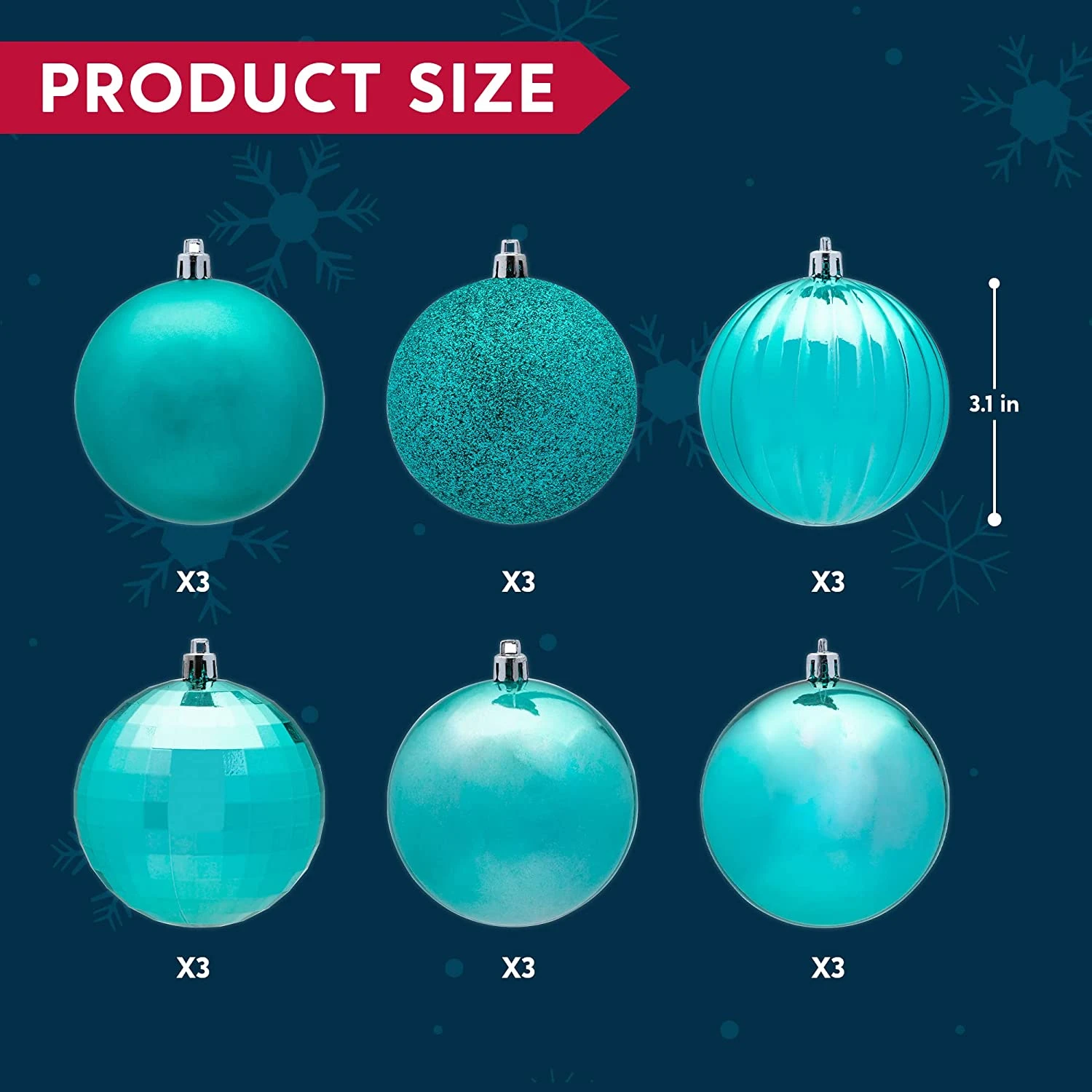 18Pcs Christmas Ball Ornaments Teal - Image 7