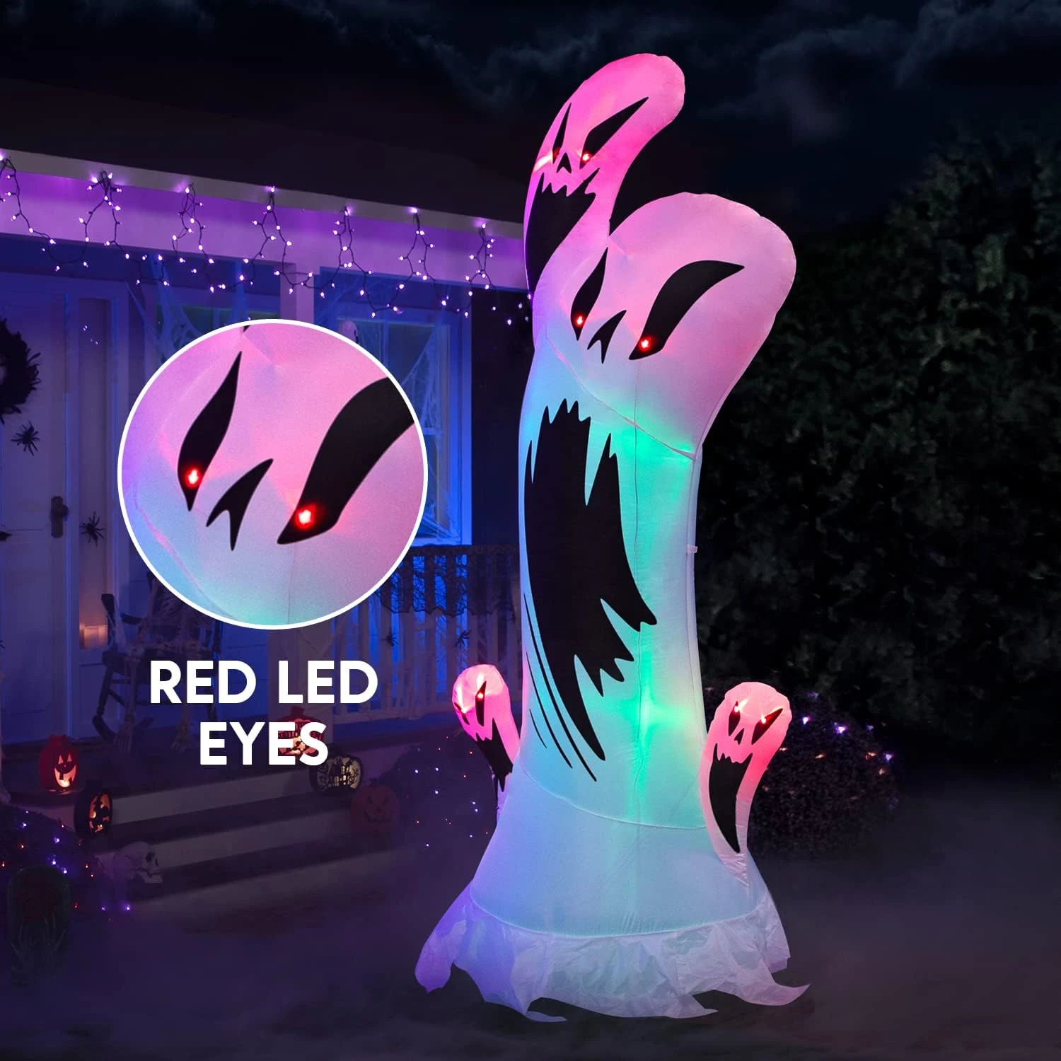 10ft Tall Scary Swirly Ghost With Animated Light - Image 4