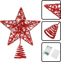 Glitter Red Star Tree Topper 14 Glitter Red Star Tree Topper -Halloween Decorations Store 711B4Qf57sL. AC SL1200