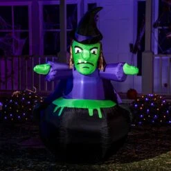 6ft Halloween Inflatable Witch In Cauldron