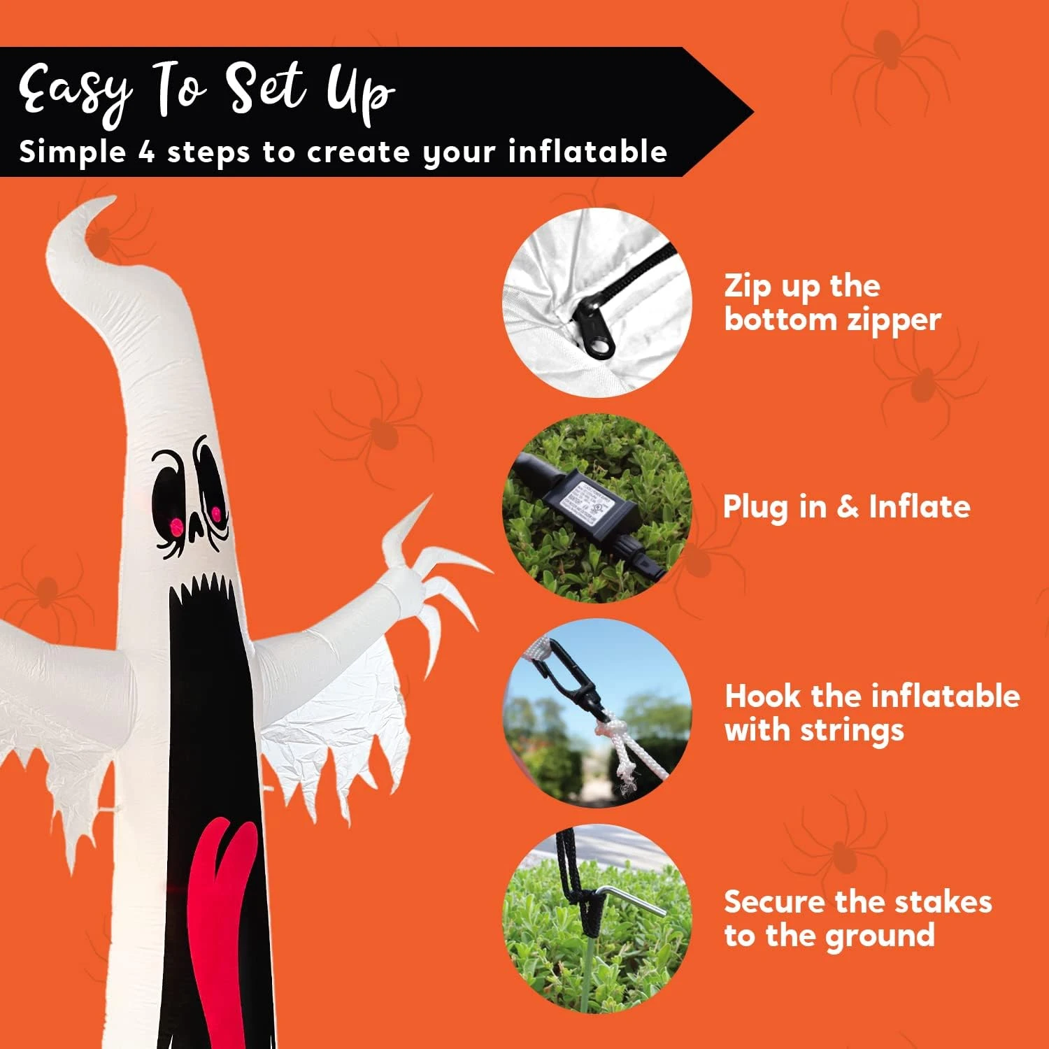 12 Ft Tall Giant Ghost Halloween Inflatable - Image 7