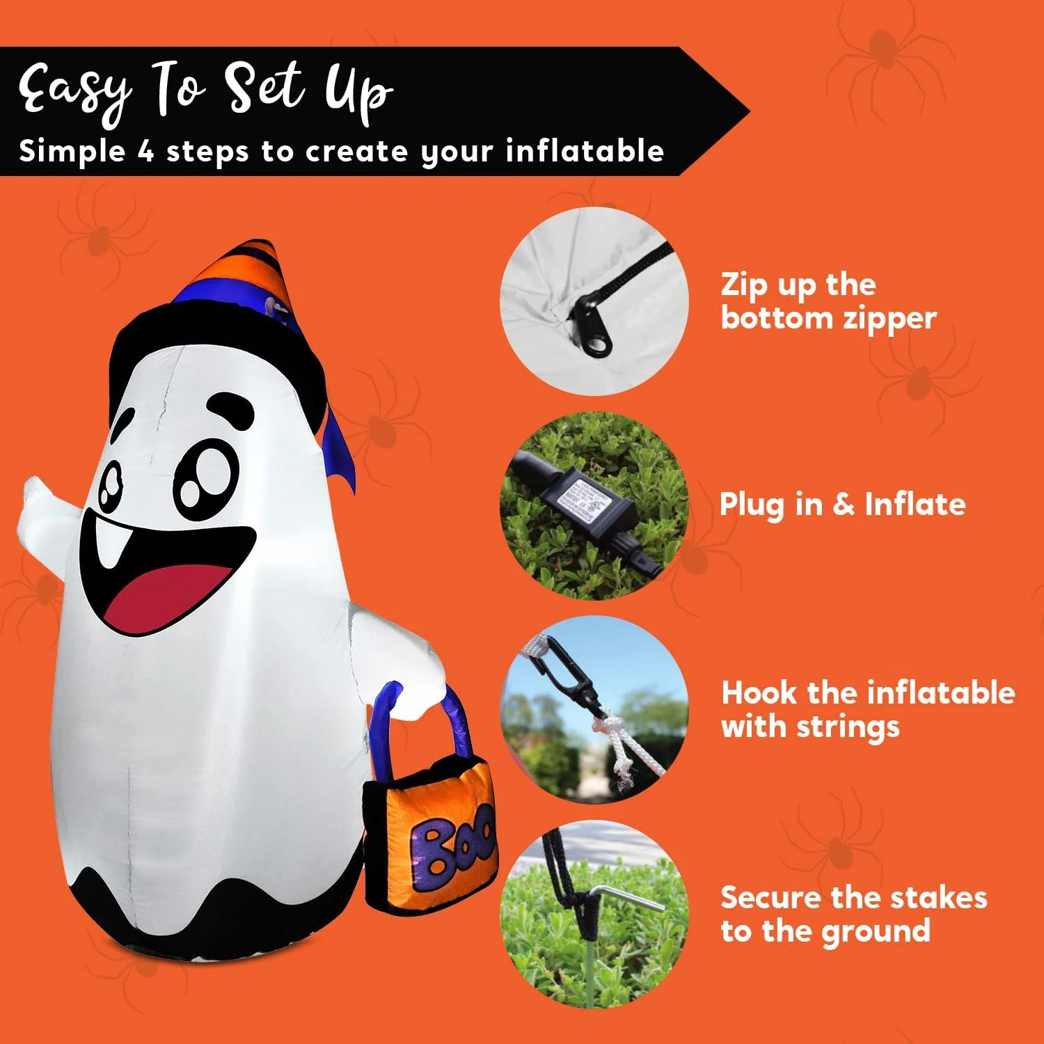 5 FT Halloween Inflatable Cute Wicked Ghost - Image 7