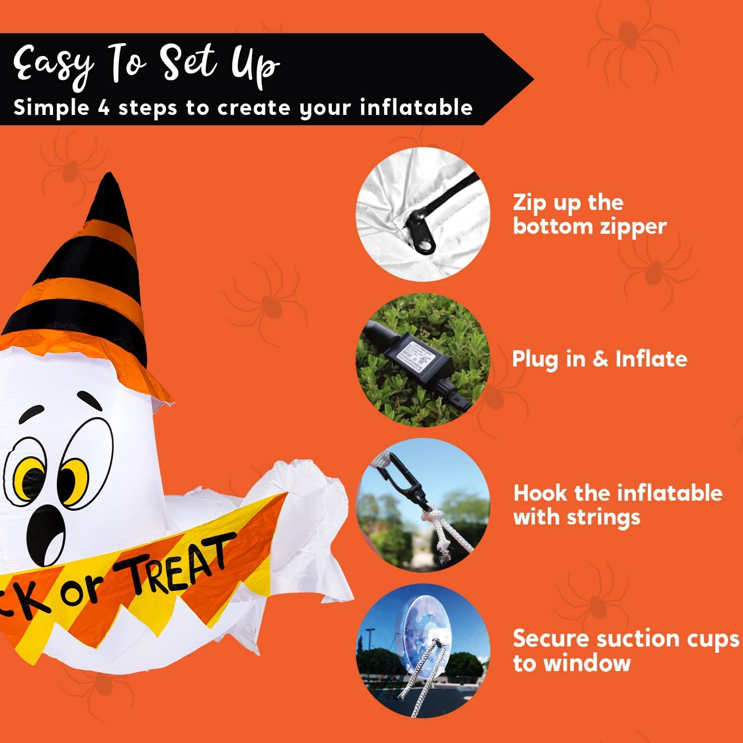 5ft Halloween Trick Or Treat Ghost Broke Out From Window 9 5ft Halloween Trick Or Treat Ghost Broke Out From Window - Image 7