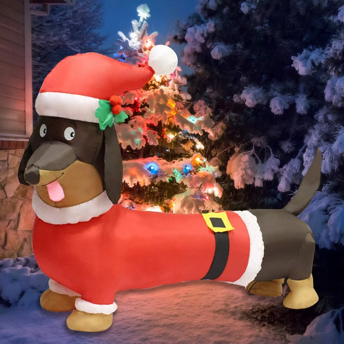 Tall Santa's 'Lil Helper Dachshund Inflatable (5ft) - Image 2