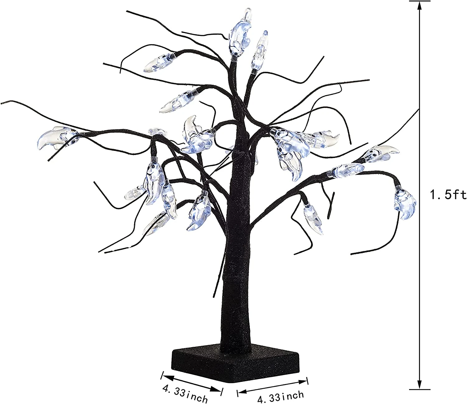 1.5ft LED Glitter Tree - White Ghost - Image 2