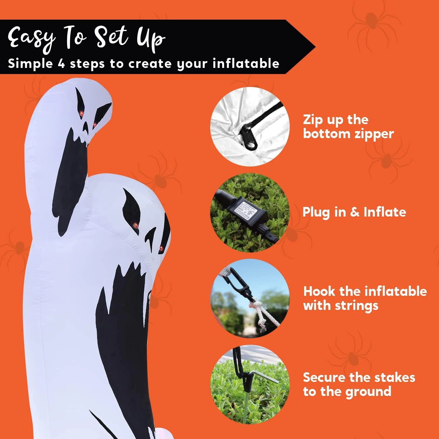 10ft Tall Scary Swirly Ghost With Animated Light - Image 7