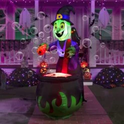 6 Ft Tall Witch Pot With Bubbling Potion Halloween Inflatable