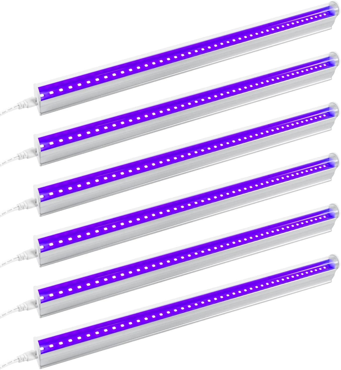 6Pcs 9W LED Black Light White Bar 1.3ft