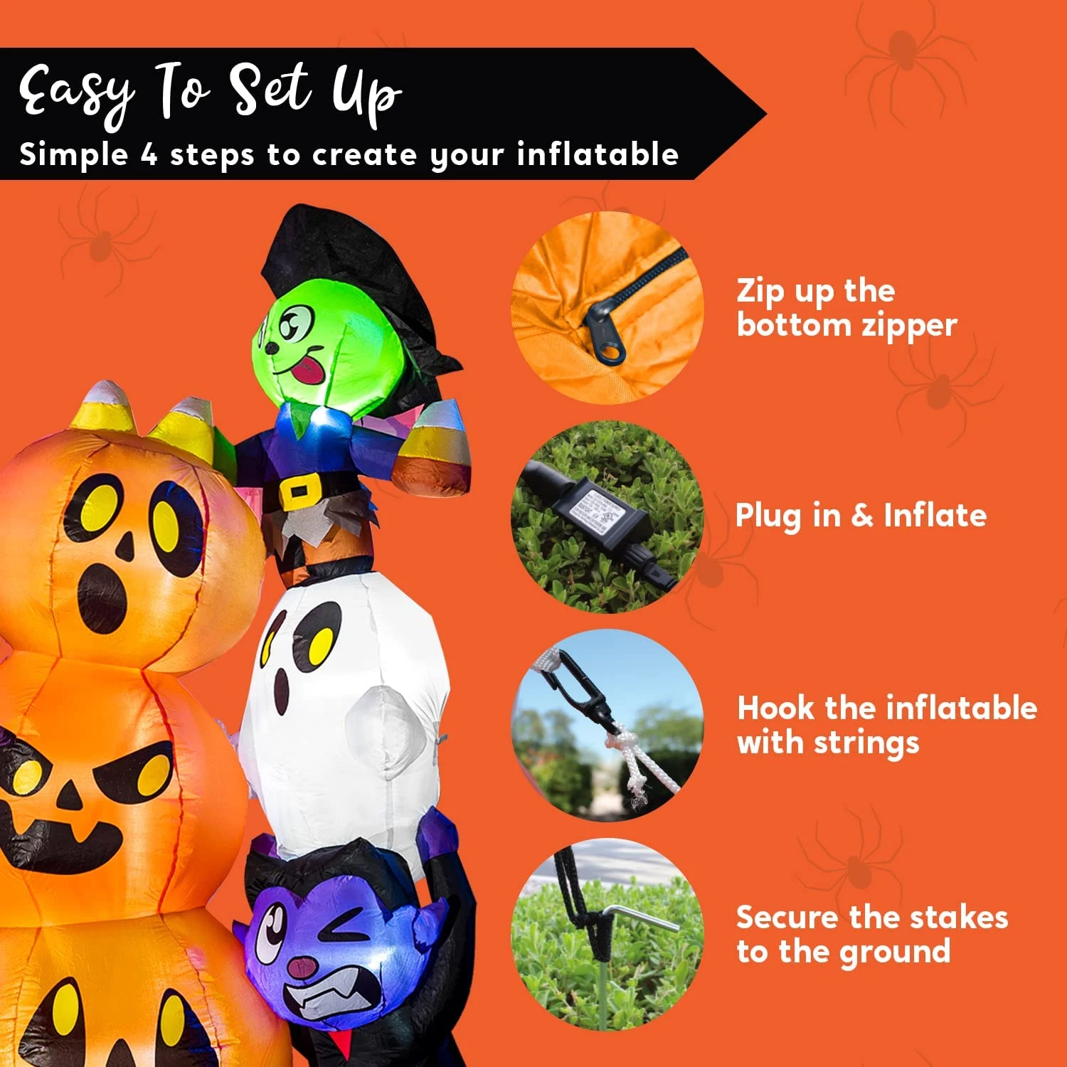 6ft Halloween Inflatable Stacked Characters 9 6ft Halloween Inflatable Stacked Characters - Image 7