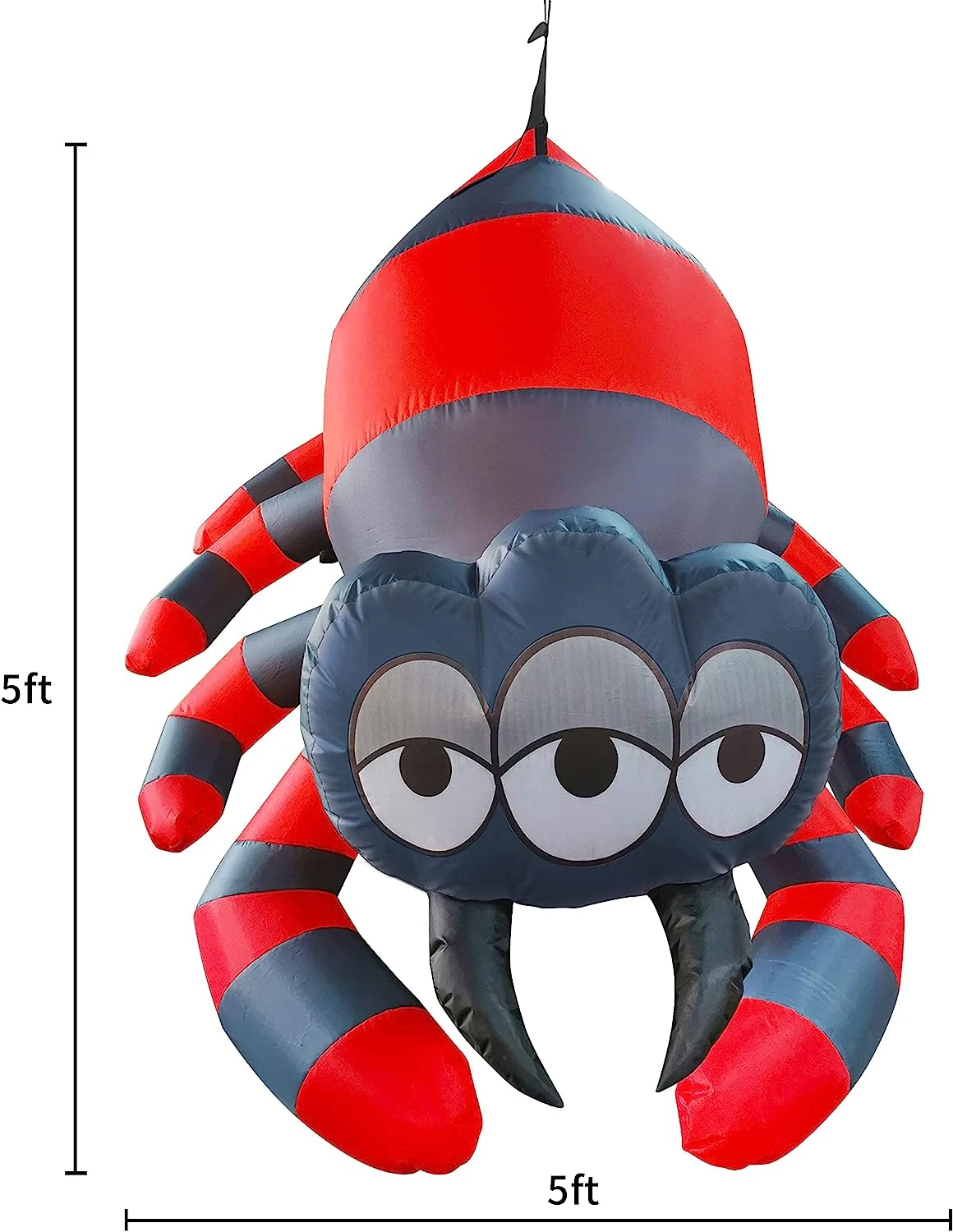 5ft Halloween Three Eyed Hanging Spider - Image 6